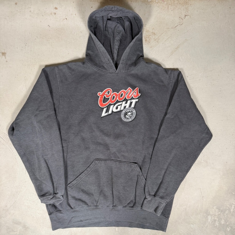 Coors Light Hoodie Mens XL Gray Graphic Beer Logo Pullover Sweatshirt